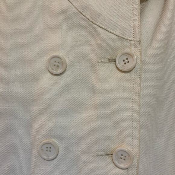 M 0851 Double Breasted Leather Tab Cream Colored Jacket with Hood size 8 - Picture 3 of 7